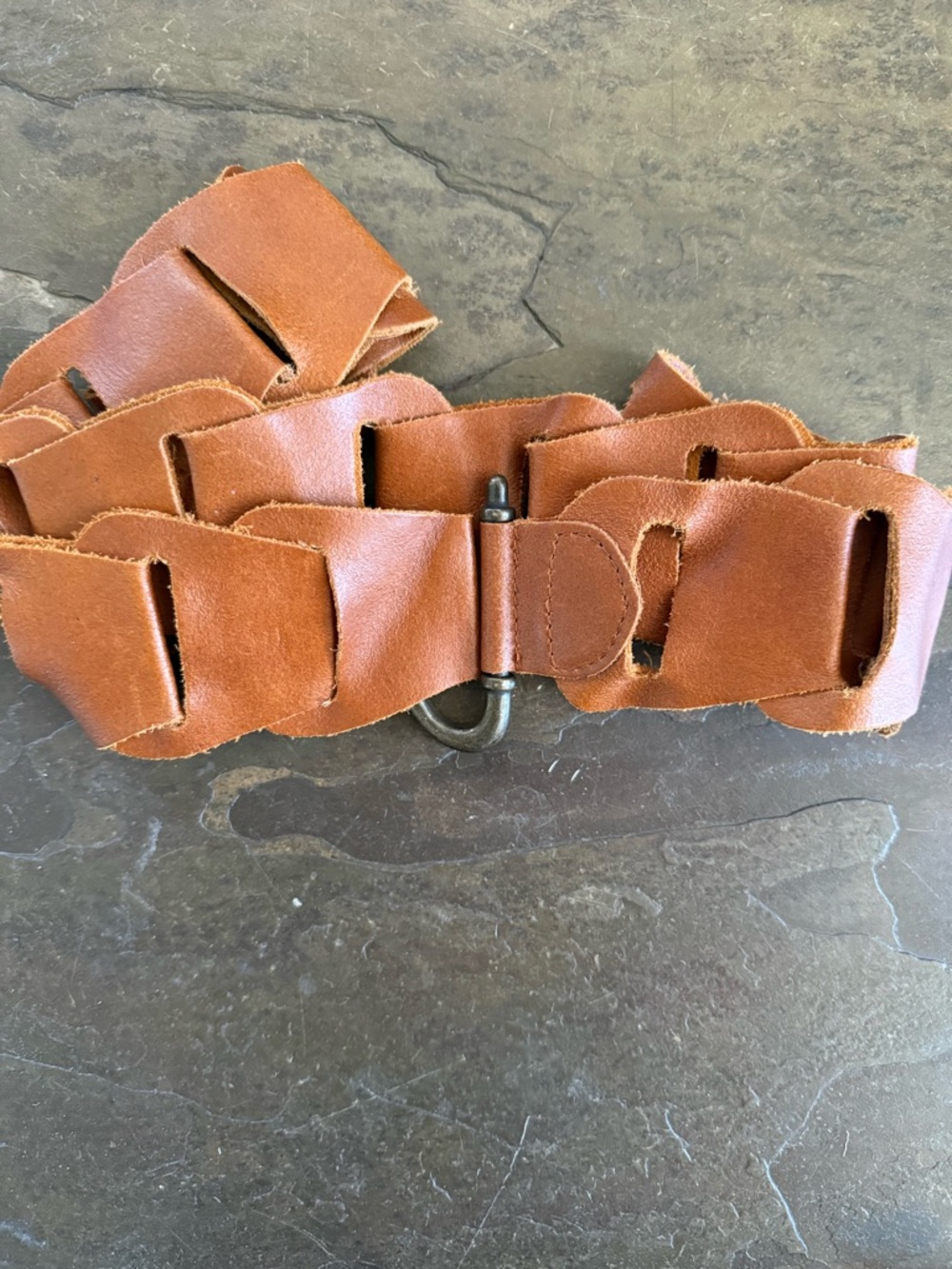 Italian Brown Leather Y2K Woven Belt